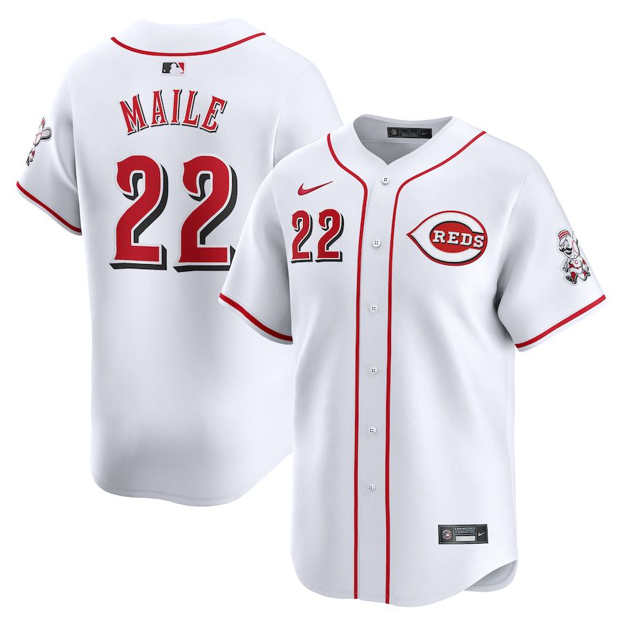 Men Cincinnati Reds #22 Luke Maile Nike White Home Limited Player MLB Jersey->->